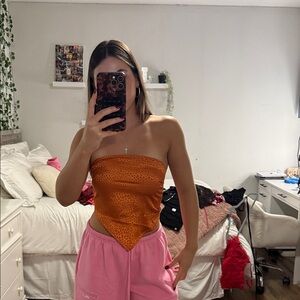 Orange Leopard Print Scarf Top